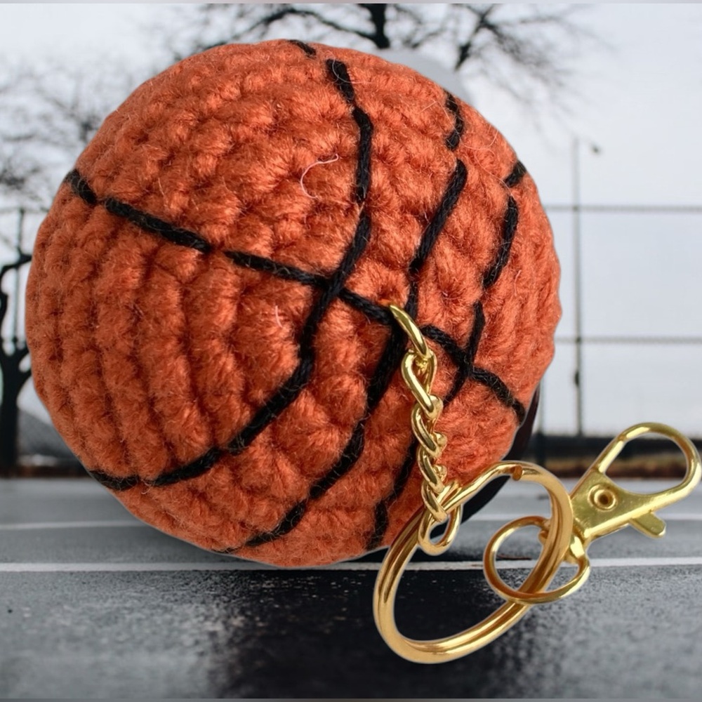 Hand Crafted BASKETBALL Keychain Bag Charm crochet handmade made to order NWT